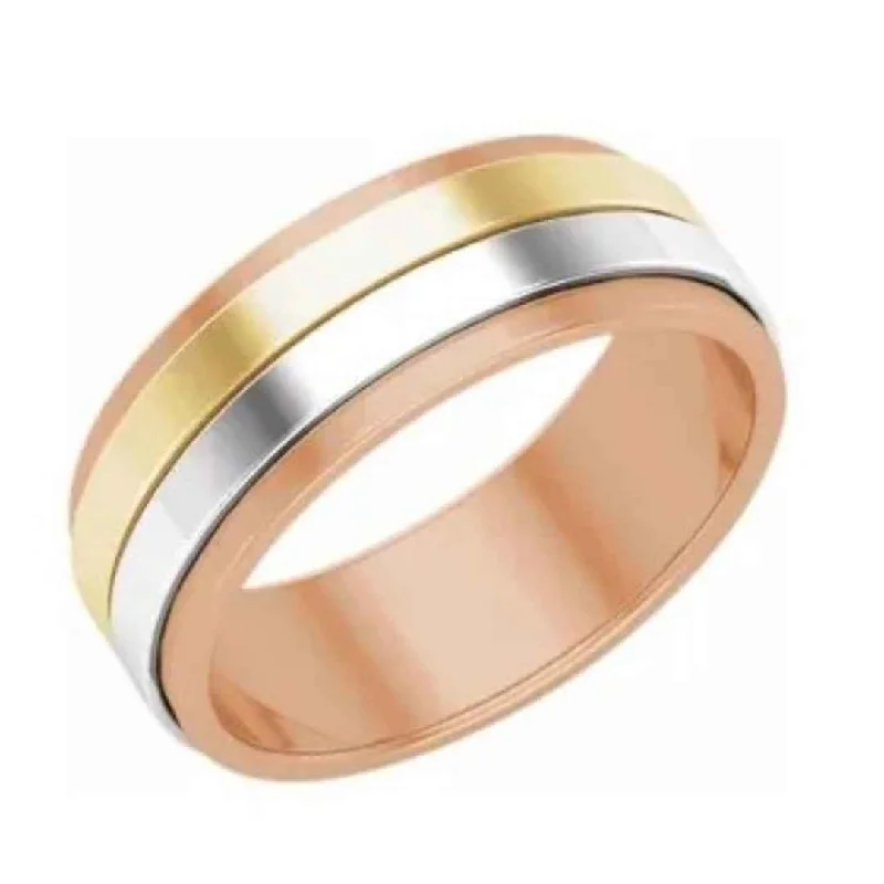 TRIA | 14K Men's Wedding Band | Mixed Metals | 8mm