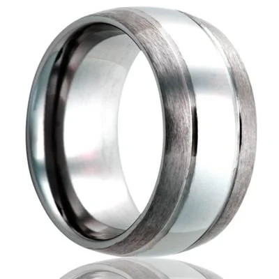 COPELAND | Tungsten Wedding Band | Domed with Satin Edges and Polished Center | 6mm & 8mm