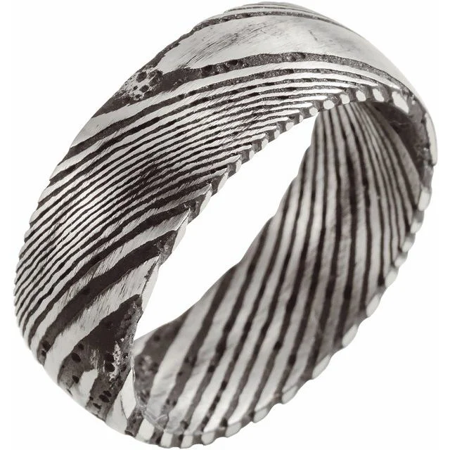 Damascus Steel 8 mm Patterned Band