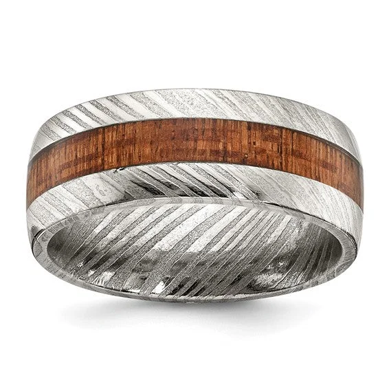 Damascus Steel & Sapele Wood Band