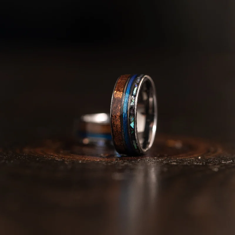 "Dionysus"  Koa Wood x Abalone x Fishing Line- Gunmetal Tungsten