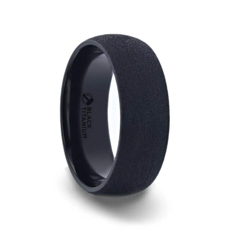 Thorsten CIMMERIAN Domed Black Titanium Men's Wedding Band With Sand Blasted Finish - 8mm