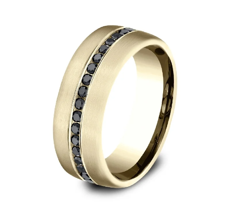 MEN'S 14KT GOLD 0.40 CTW BLACK DIAMOND CHANNEL SET BAND