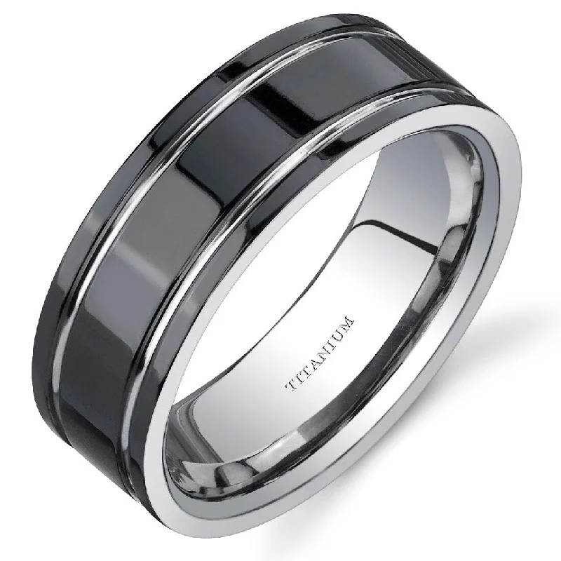 Men's Black Titanium Band, 8mm, Comfort Fit