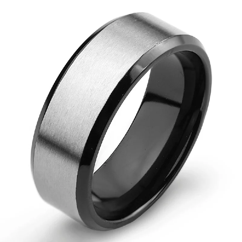 Men's Two Tone Titanium Comfort Fit Wedding Band - 8mm Wide