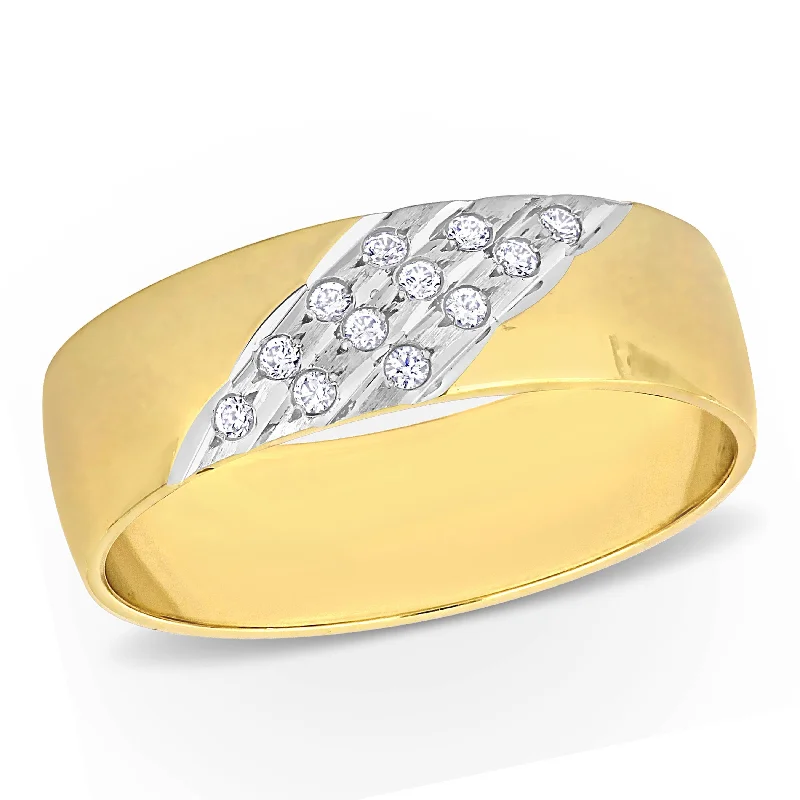 Miadora 6 mm Cubic Zirconia Mens Wedding Band in 10k Yellow Gold