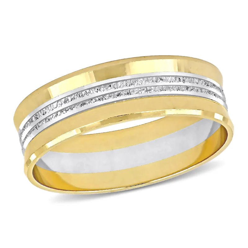 Miadora 6 mm Mens Wedding Band in Two-Tone 10k Yellow and White Gold