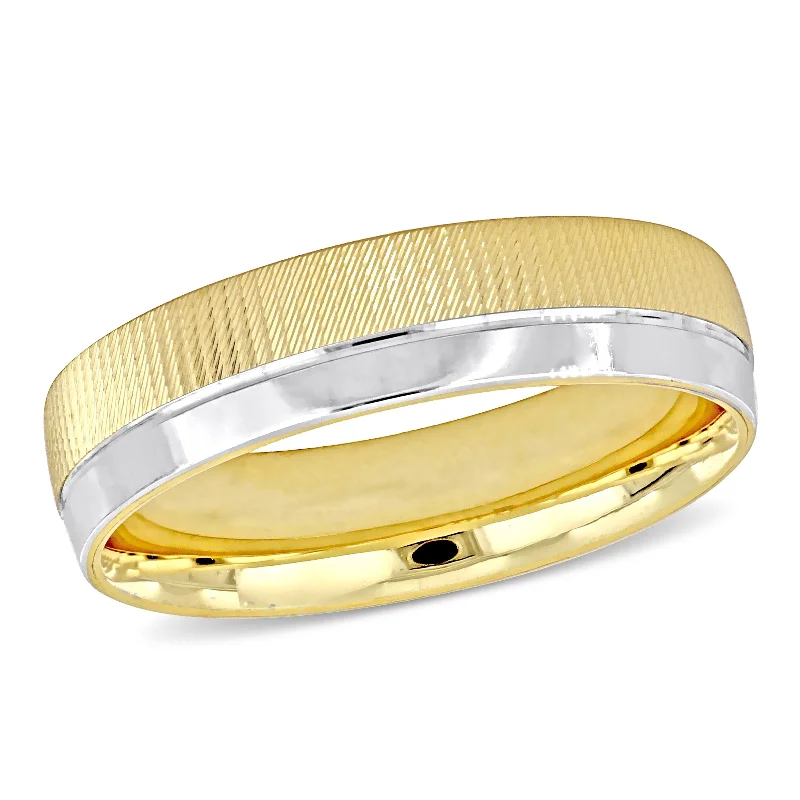 Miadora 6 mm Mens Wedding Band in Two-Tone 14k Yellow and White Gold