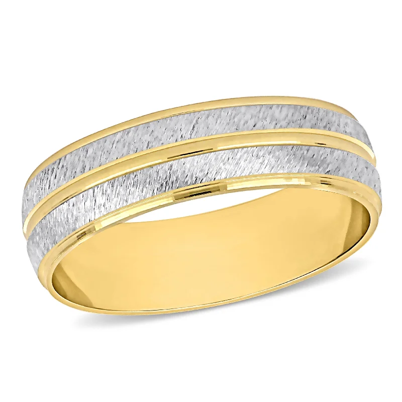 Miadora Mens 6 mm Double Row Wedding Band in 14k Two-Tone Gold