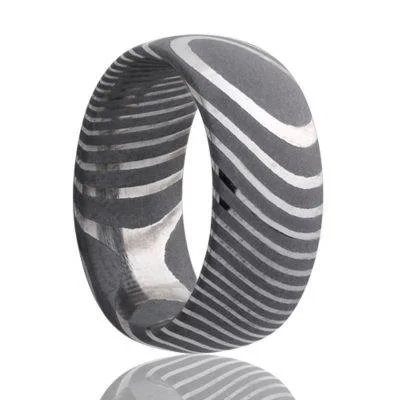 MORAN | Men's Unique Wedding Band | Damascus Steel | 8mm