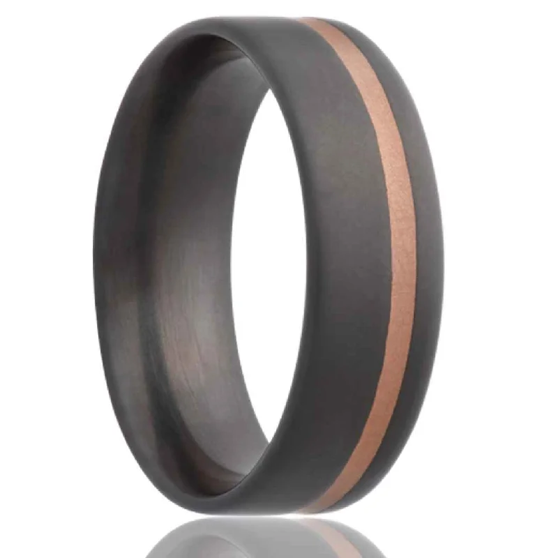 OLIVER | Men's Zirconium Wedding Band | Inlay | 6mm