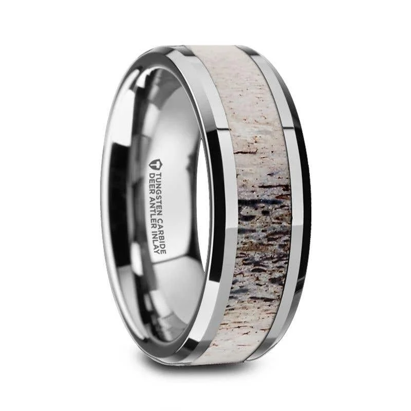 Thorsten BUCK Tungsten Wedding Band with Ombre Deer Antler Inlay - 6mm & 8mm