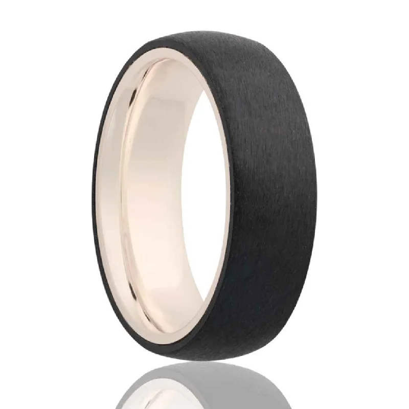 SHADOW | Black & Gold Men's Wedding Band | Zirconium Overlay | 6mm & 8mm