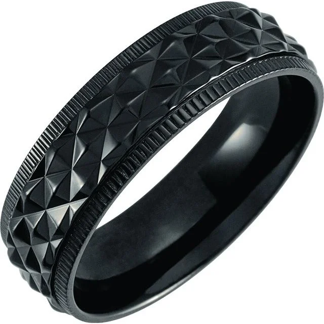 Titanium 7 mm Patterned Coin Edge Band