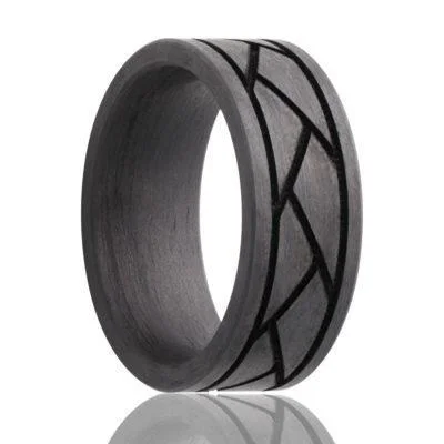 TRAPEZIUM | Black Wedding Band | Solid Carbon Fiber | 8mm