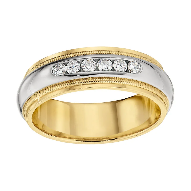 Two Tone Channel Diamond Wedding Band