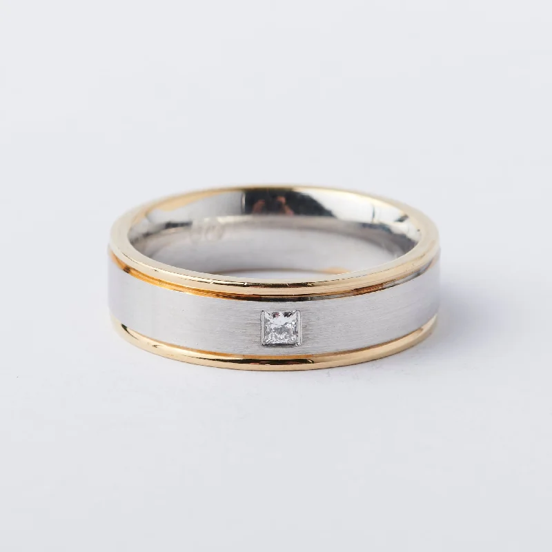 Two-Tone Princess Cut Diamond Band