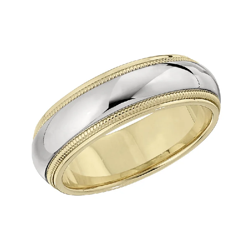 Two Tone Milgrain Unisex Wedding Bands - Larger Version